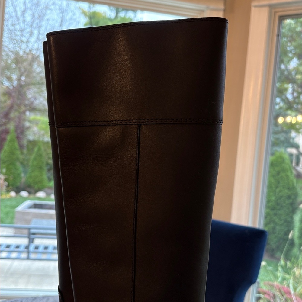 Michael Kors Black Heeled Boots with Gold Chain Detail - Picture 6 of 6